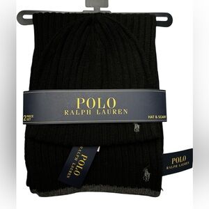 Polo Ralph Lauren ribbed lambs wool blend hat and scarf